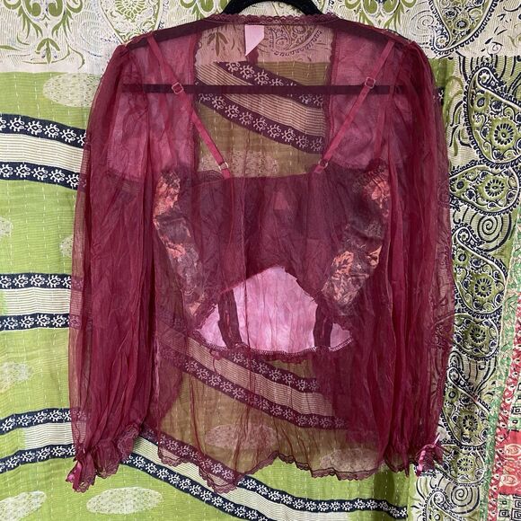 90s Frederick's of Hollywod Fairy Tapestry Corset/ Chiffon Shawl Set Size Small - Picture 13 of 16
